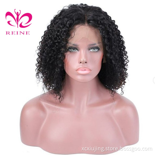 REINE Bleached Knots  Scalp Kinky Curly Bob Virgin Cuticle Aligned Hair 13*4/4*4 Lace Frontal Wigs With Baby Hair